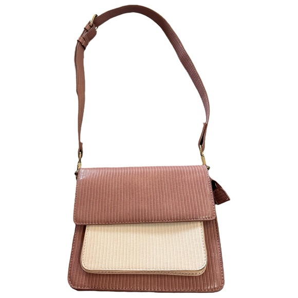The Limited NWOT Pink and‎ Cream Color Block Crossbody Satchel - Picture 1 of 7